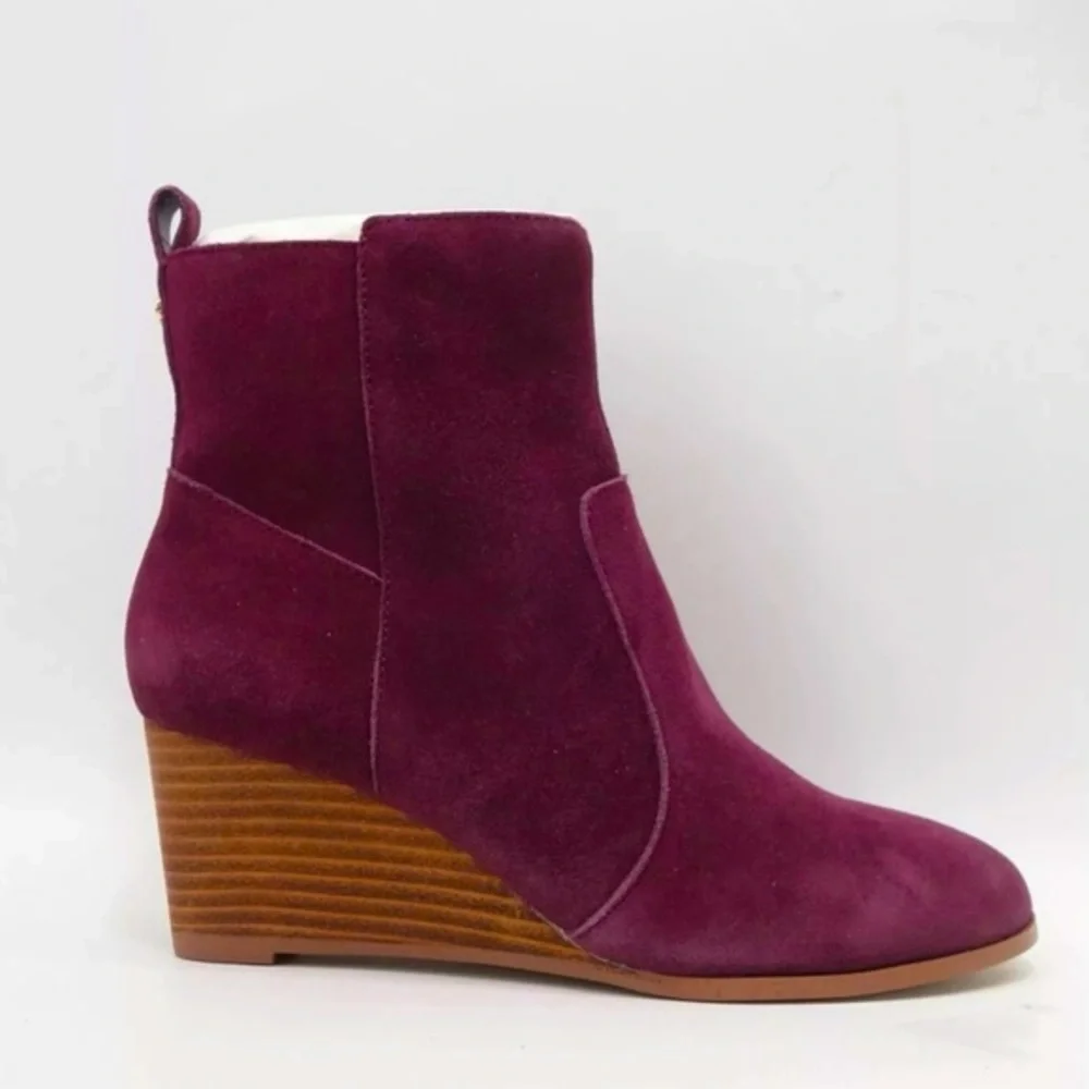 Wedge Boots | Genuine Leather | Burgundy